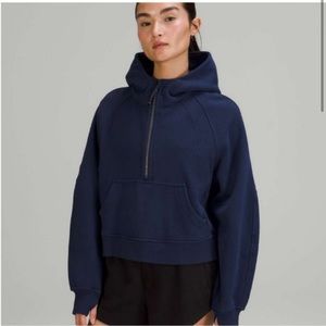 Lululemon oversized cropped half zip scuba in night sea